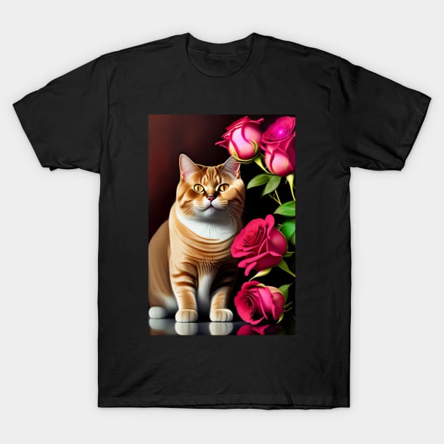 British Shorthair Cat Valentine Theme T-Shirt by Enchanted Reverie